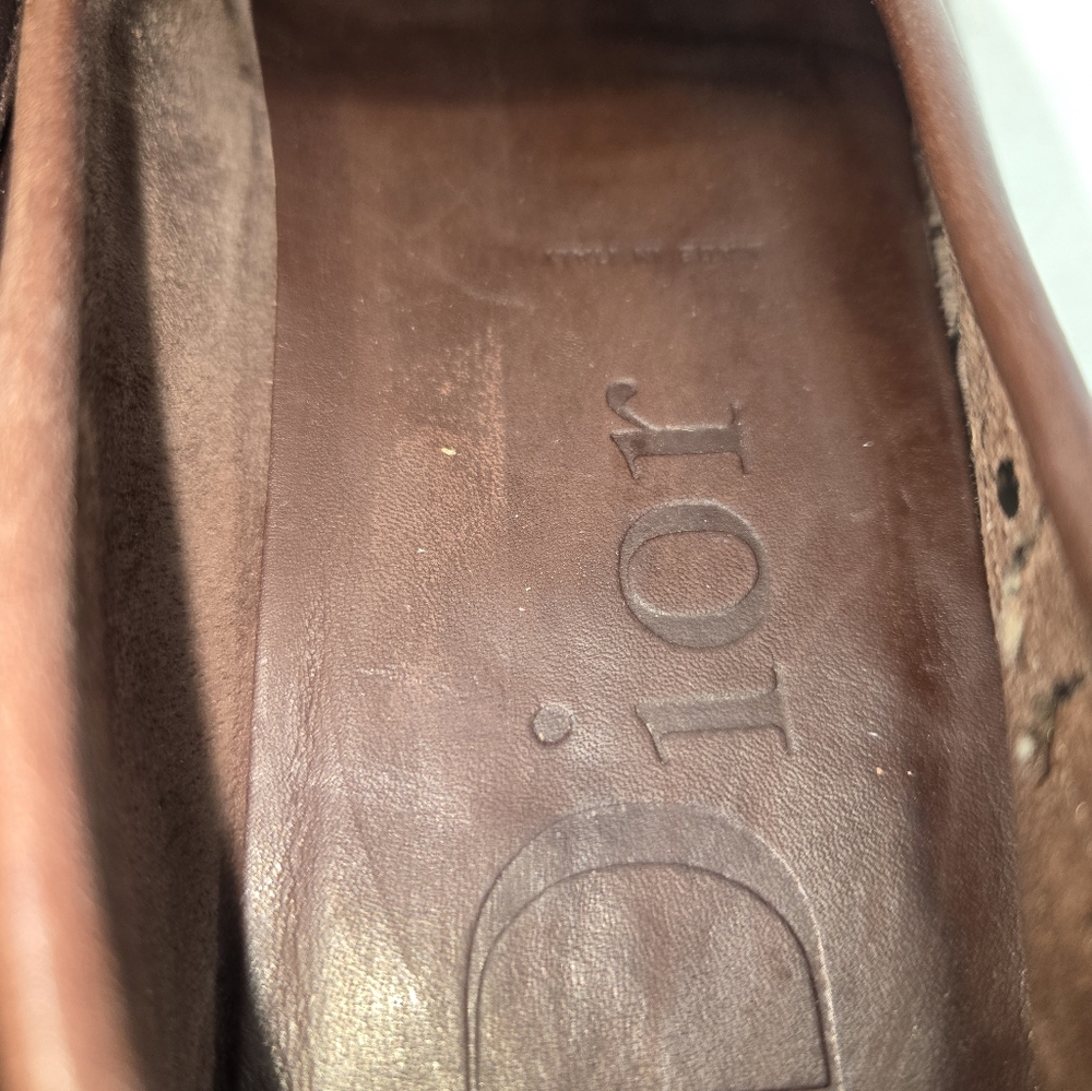 Christian Dior Women's Size 38 Brown Leather Loafers Shoes - Picture 8 of 10